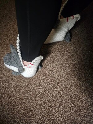 Crocheted Shark Slipper Socks made to order - image4